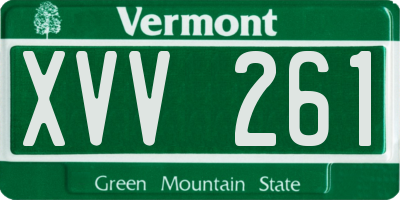 VT license plate XVV261