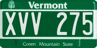 VT license plate XVV275