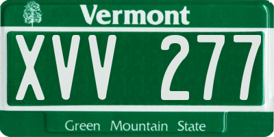 VT license plate XVV277