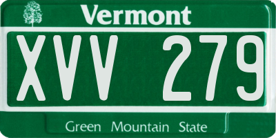 VT license plate XVV279