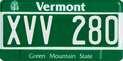 VT license plate XVV280