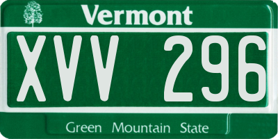 VT license plate XVV296
