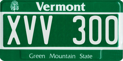 VT license plate XVV300