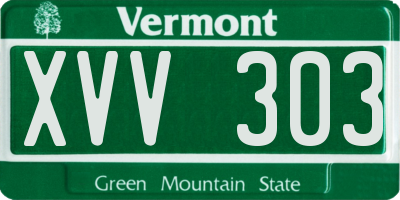 VT license plate XVV303