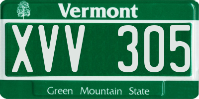 VT license plate XVV305
