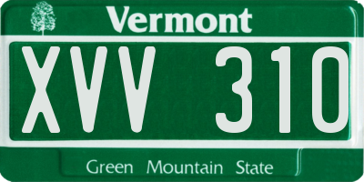 VT license plate XVV310
