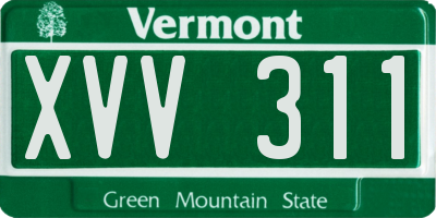 VT license plate XVV311