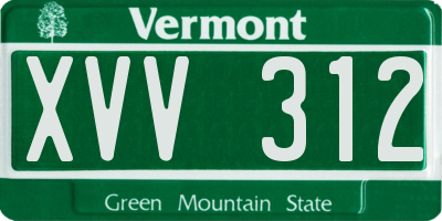 VT license plate XVV312