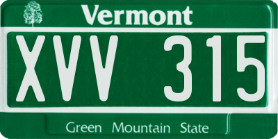 VT license plate XVV315