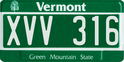 VT license plate XVV316