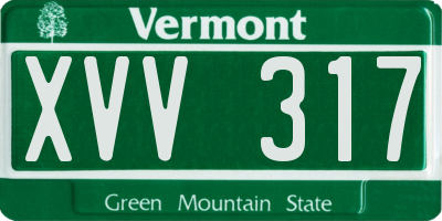 VT license plate XVV317