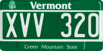 VT license plate XVV320