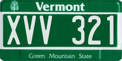 VT license plate XVV321