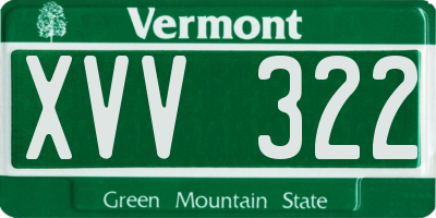 VT license plate XVV322