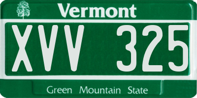 VT license plate XVV325