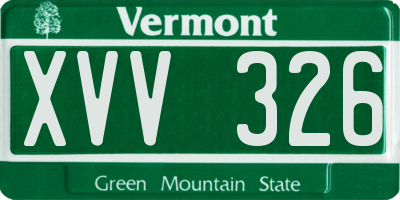 VT license plate XVV326