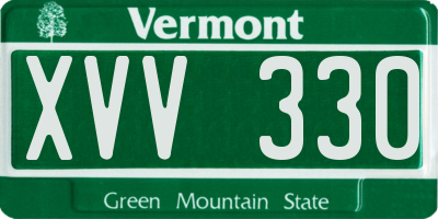 VT license plate XVV330