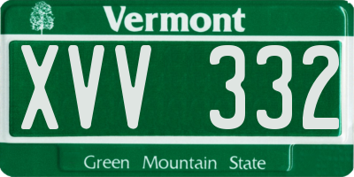 VT license plate XVV332