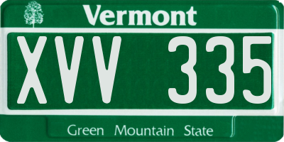 VT license plate XVV335