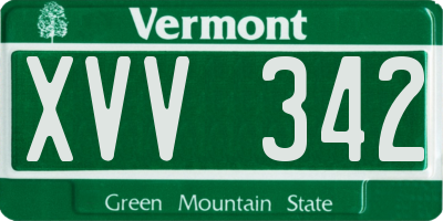 VT license plate XVV342