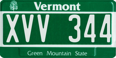 VT license plate XVV344