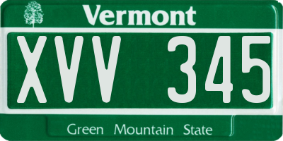 VT license plate XVV345