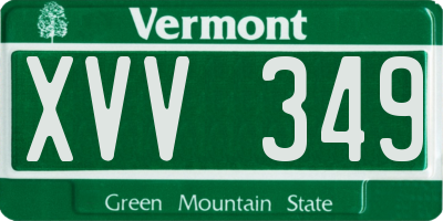 VT license plate XVV349