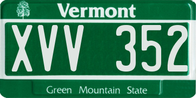 VT license plate XVV352