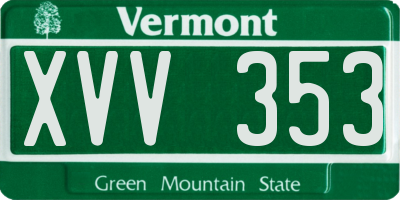 VT license plate XVV353