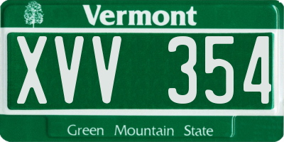 VT license plate XVV354