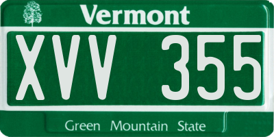 VT license plate XVV355