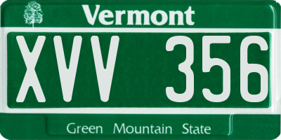 VT license plate XVV356