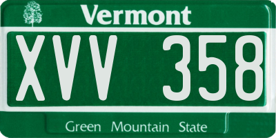 VT license plate XVV358