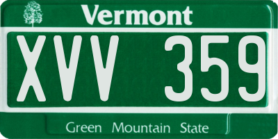 VT license plate XVV359