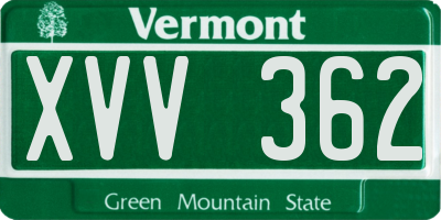 VT license plate XVV362