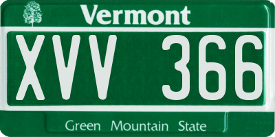 VT license plate XVV366