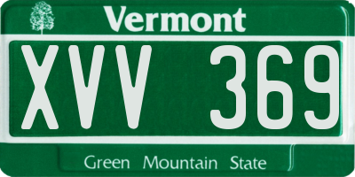 VT license plate XVV369