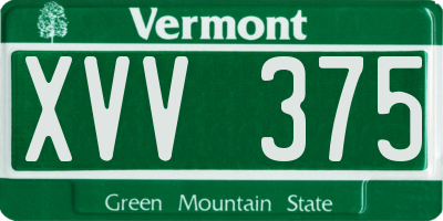 VT license plate XVV375