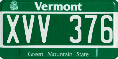 VT license plate XVV376