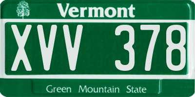 VT license plate XVV378
