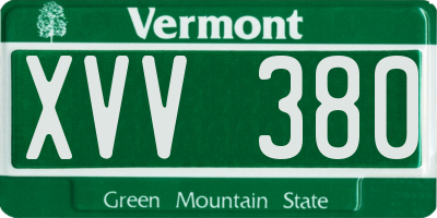VT license plate XVV380