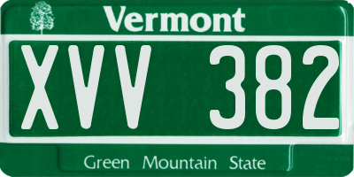 VT license plate XVV382