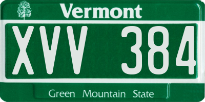 VT license plate XVV384