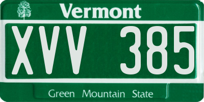VT license plate XVV385