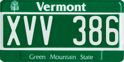 VT license plate XVV386