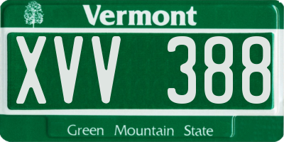 VT license plate XVV388