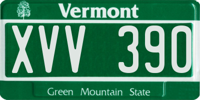VT license plate XVV390