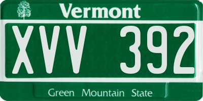 VT license plate XVV392