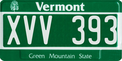 VT license plate XVV393