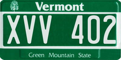 VT license plate XVV402